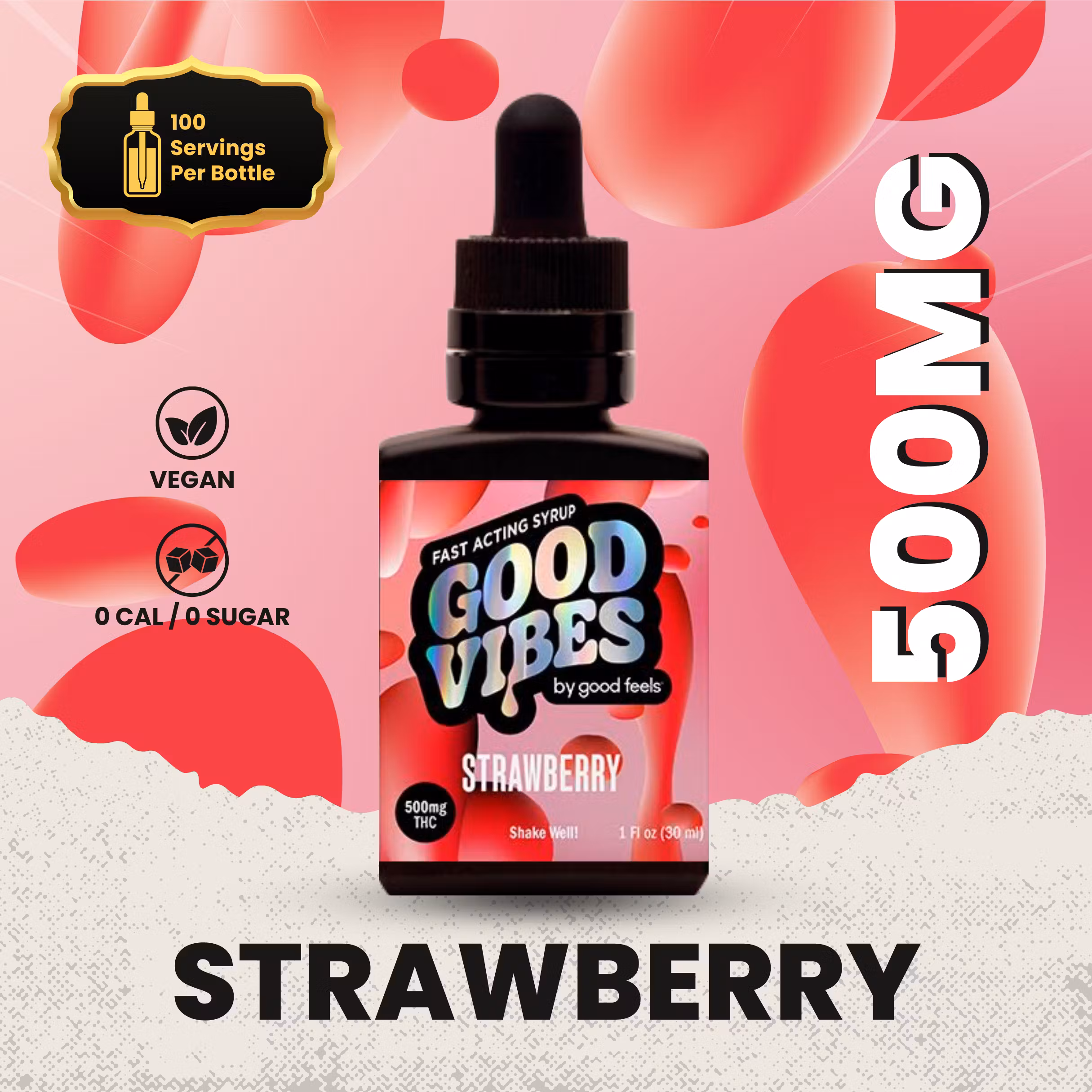 Photograph of product: Good Vibes Fast-Acting Syrup: Strawberry