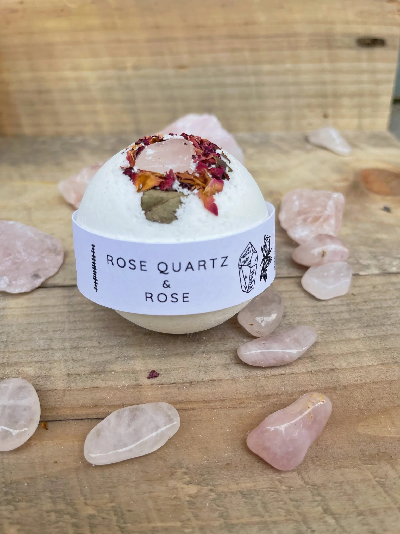 Photograph of product: Rage Gems I Rose Quartz I Bath Bomb