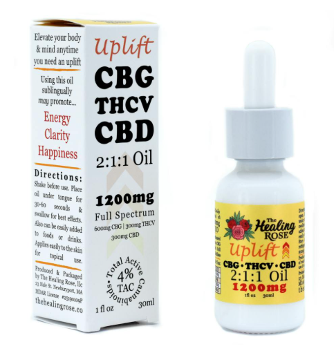 Photograph of product: The Healing Rose Uplift Oil | CBG TH-ouiV CBD 2:1:1 | 1200mg | 1oz