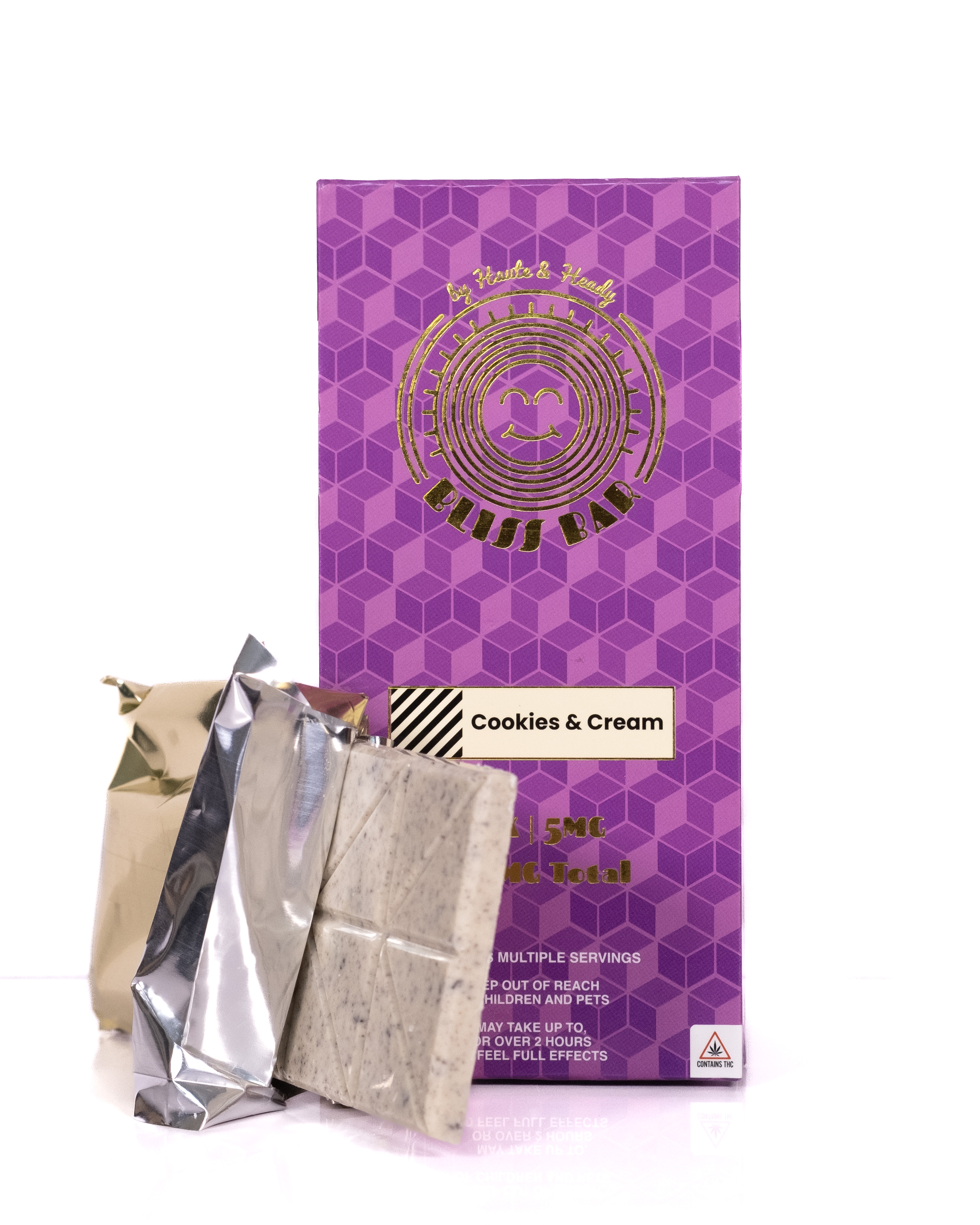 Photograph of Product: Haute & Heady - 100mg Bliss Bars - Cookies & Cream