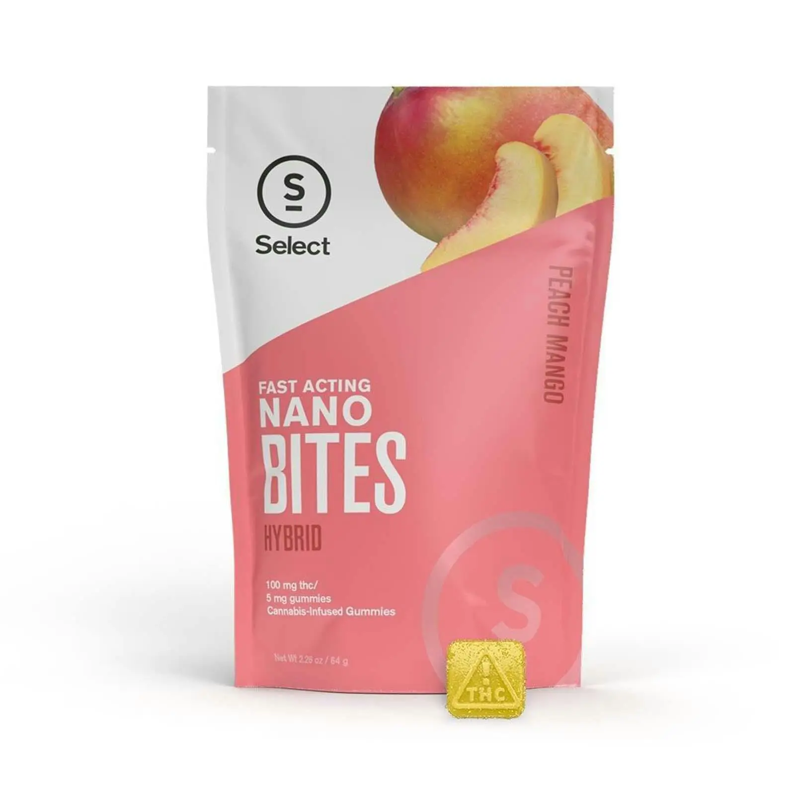Photograph of product: Select Nano Bites | Peach Mango 20:1 TH-oui:CBD | 5mg/20pk Gummies