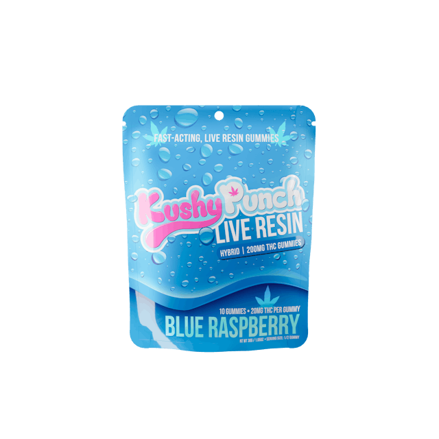 Photograph of product: Blue Raspberry Live Resin GUMMIES 100MG - 