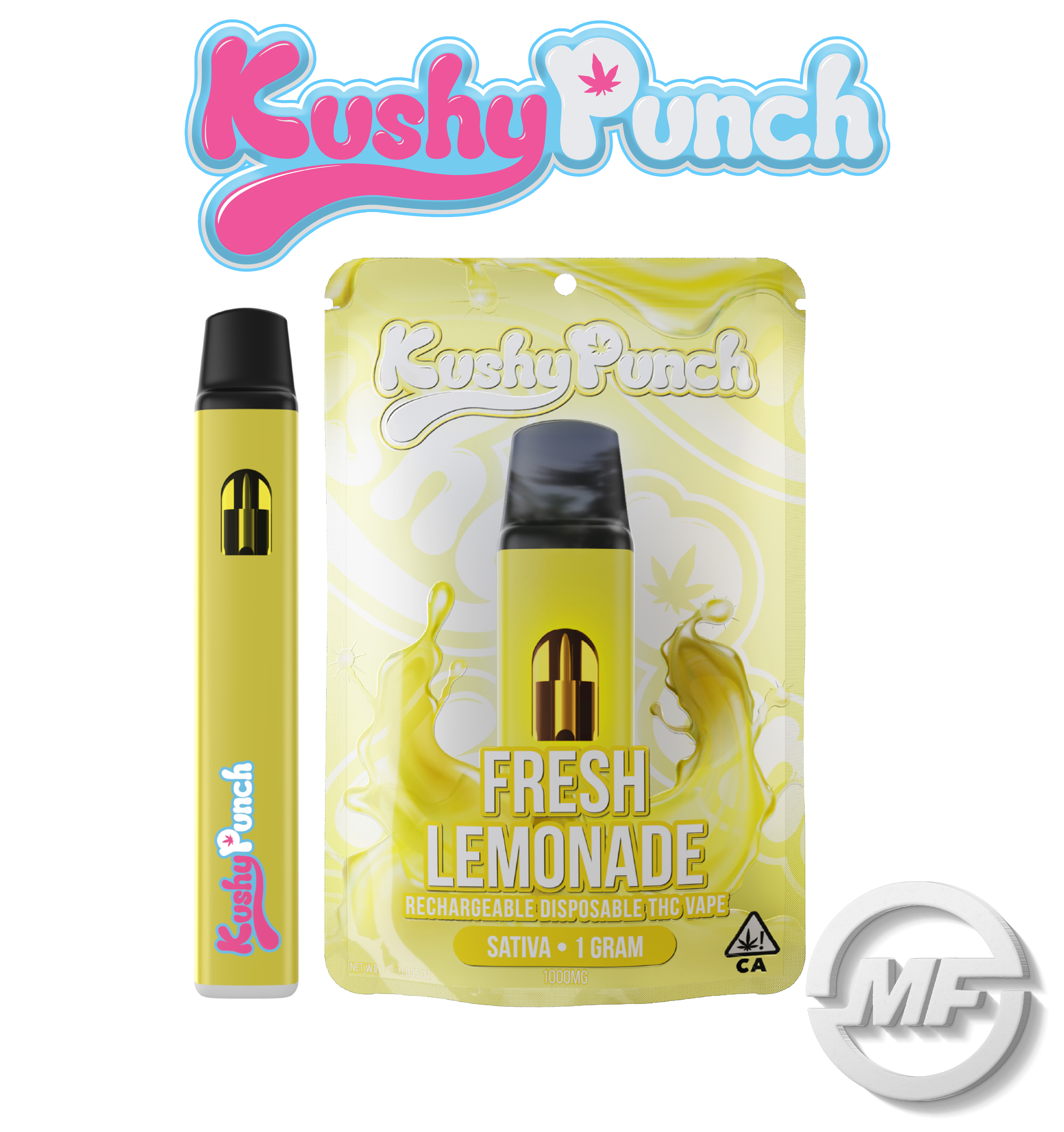 Photograph of product: Kushy Punch | Fresh Lemonade | Rechargeable Disposable | 1g