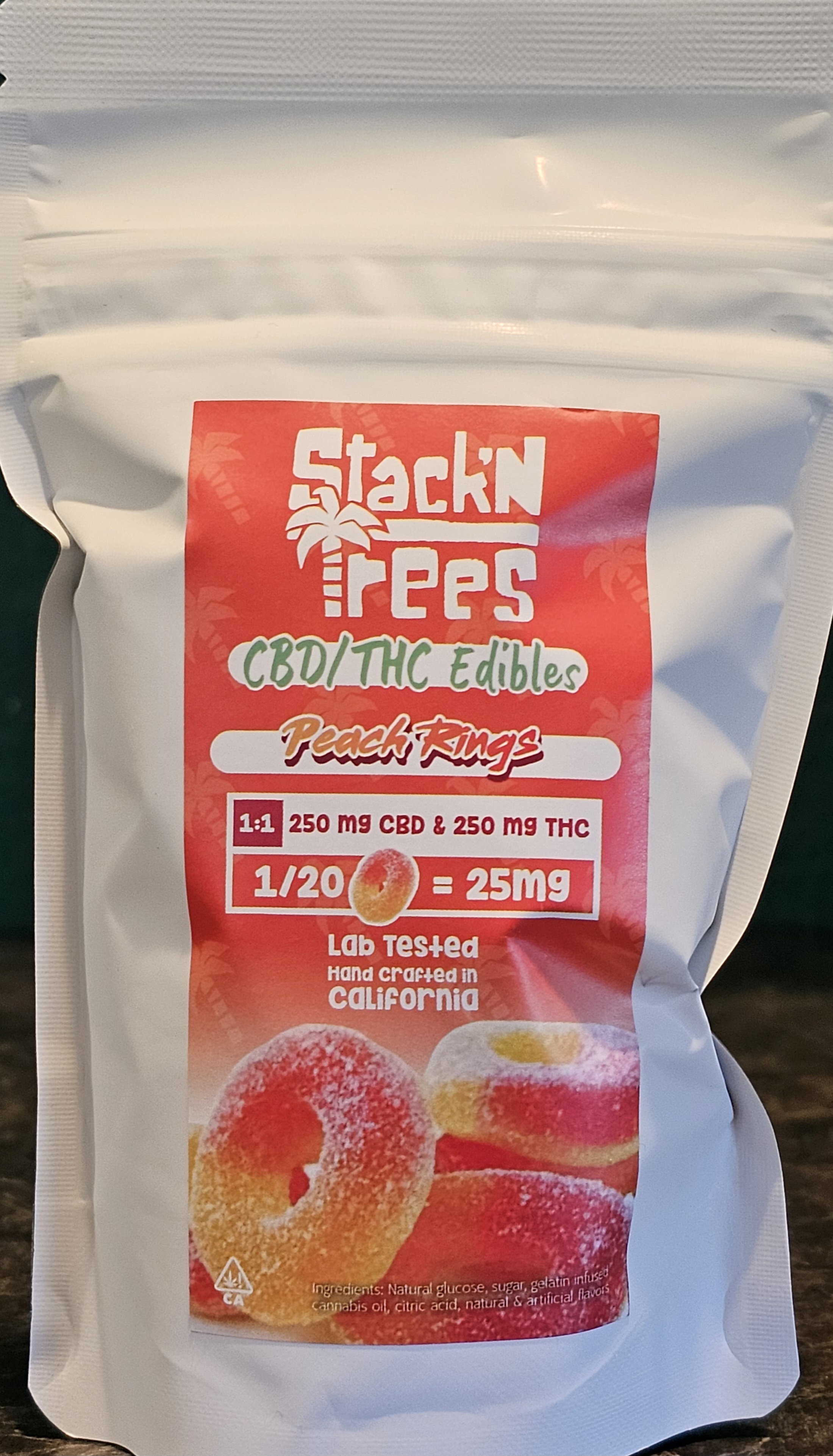 Photograph of product: 1:1 500MG Peach RIngs