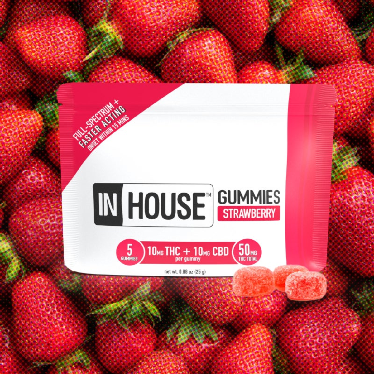 Photograph of product: Strawberry | 1:1 CBD:TH-oui Gummies | 10pk of 10mg*