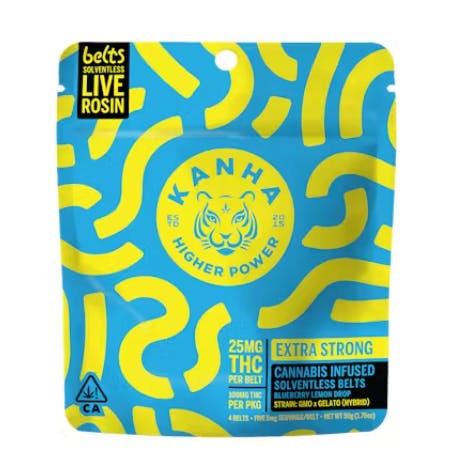 Photograph of product: Nano Blueberry Lemon Drop Live Rosin Belts - Kanha