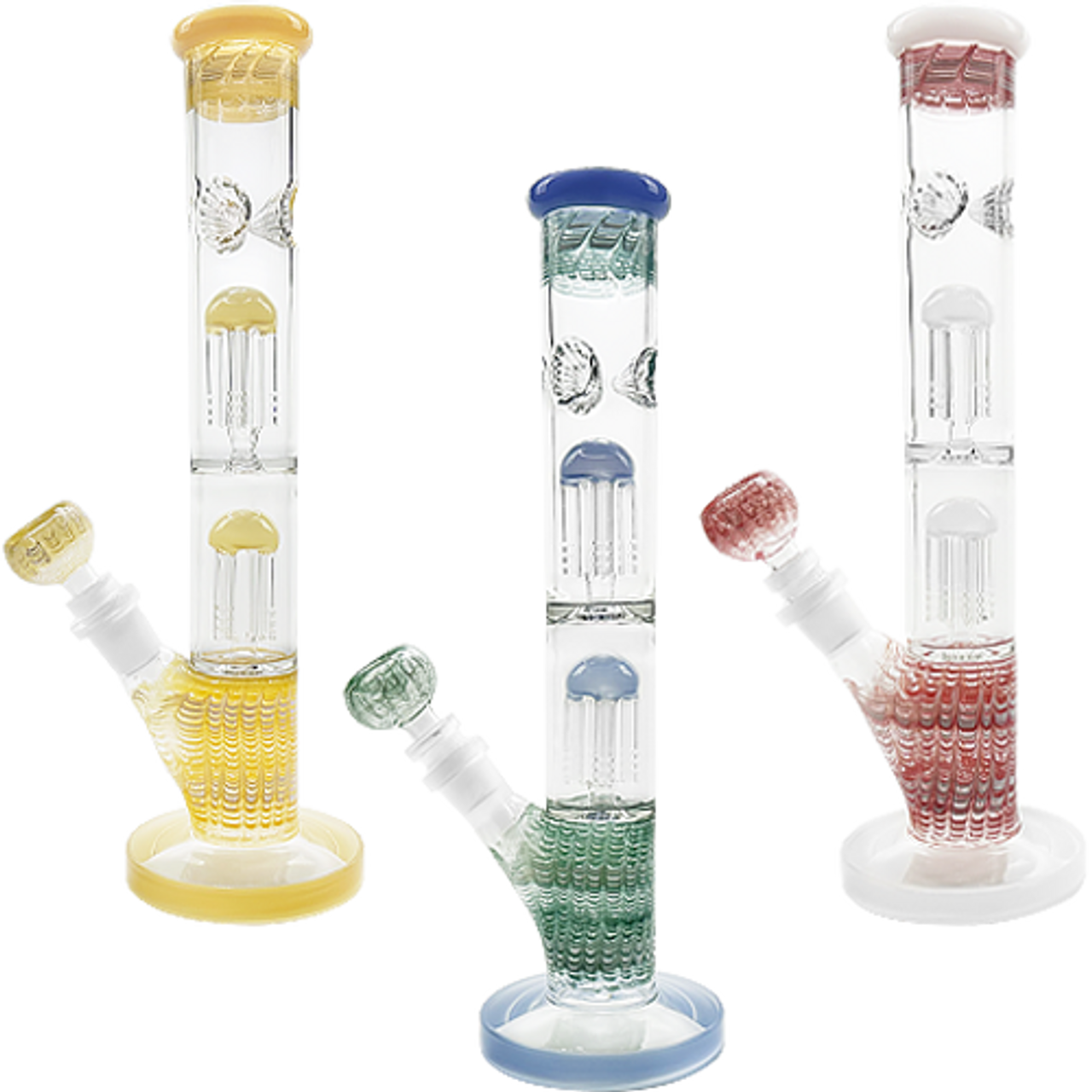 Photograph of product: LuvBuds - 12" DoubleTree Showerhead Perc Water Pipe/Bong w/ Bowl - Asst. Colors