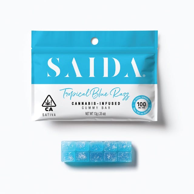 Photograph of product: Tropical Blue Razz Gummy Bar - 100