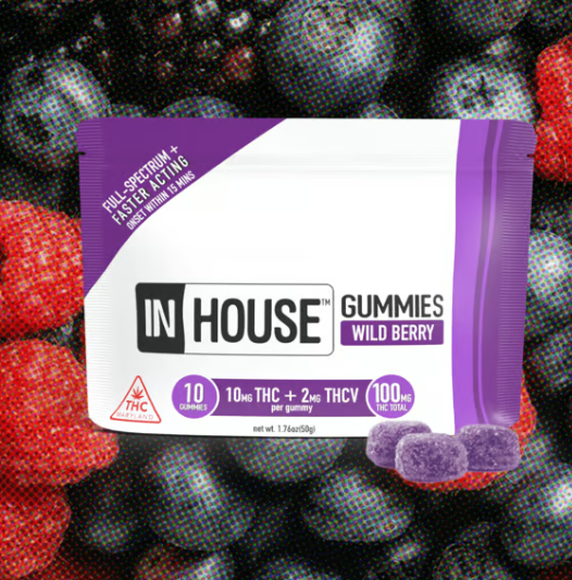 Photograph of product: In House | Gummies | Wild Berry 5:1 TH-oui : TH-ouiV | 10pk 100mg