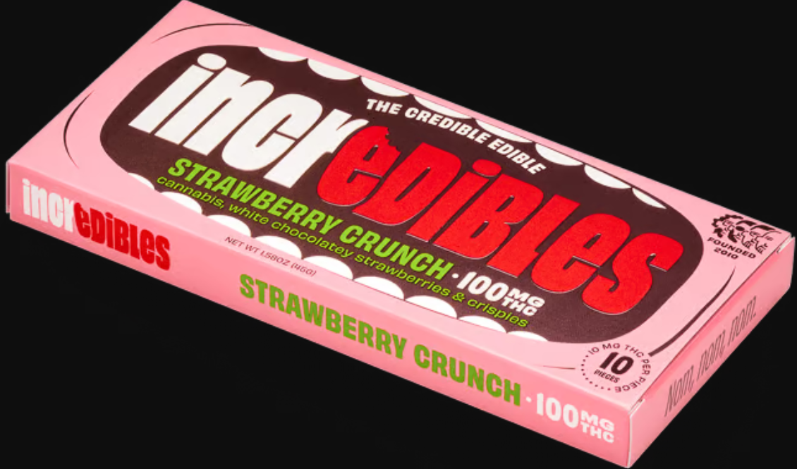 Photograph of product: Incredibles - Chocolate Bar - Strawberry Crunch - 100 mg