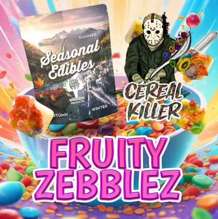 Photograph of product: Lazy River Fruity Zebblez (H) Chocolate Moose Bites 5mg 10pc