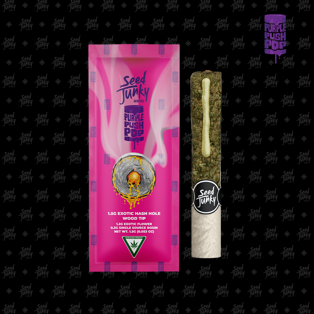 Photograph of product: SEED JUNKY | ICC | au chocolat Rosin Infused Preroll | Purple Push Pop