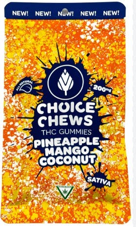 Photograph of product: Choice Chews - Pineapple Mango Coconut 200mg (Oui'd)