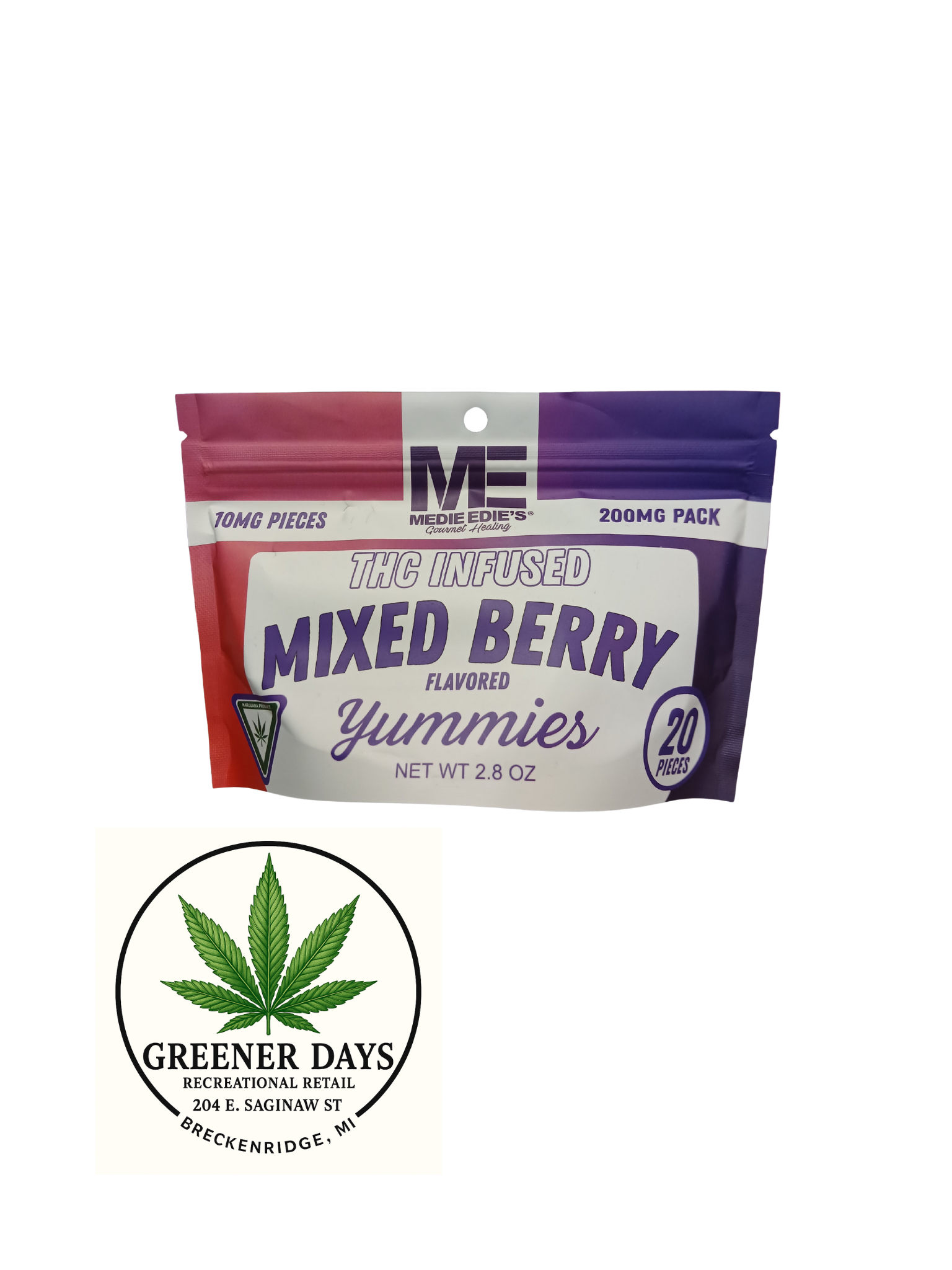 Photograph of product: Medie Edie's 200mg (20x10mg) Yummies - Mixed Berry