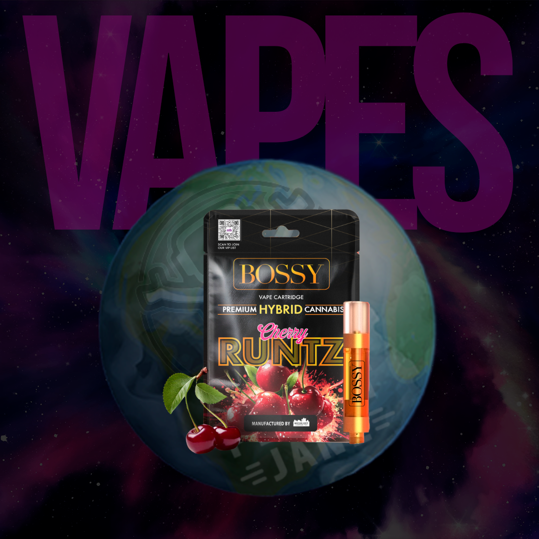 Photograph of product: Bossy - 1g Cart -  Cherry Runtz Hybrid