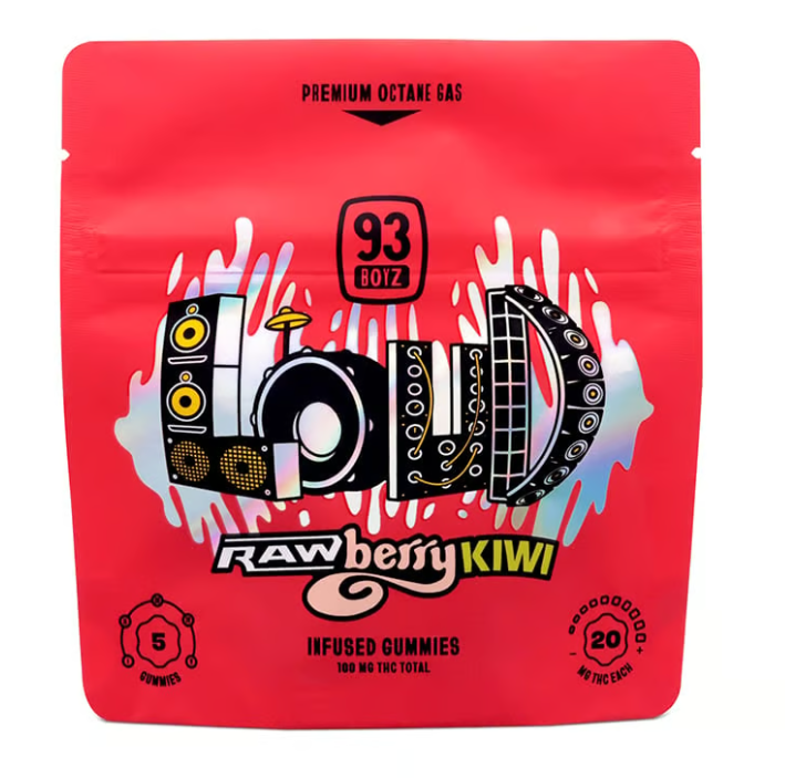 Photograph of product: LOUD Rawberry Kiwi Gummies 5pk ( H ) 100mg