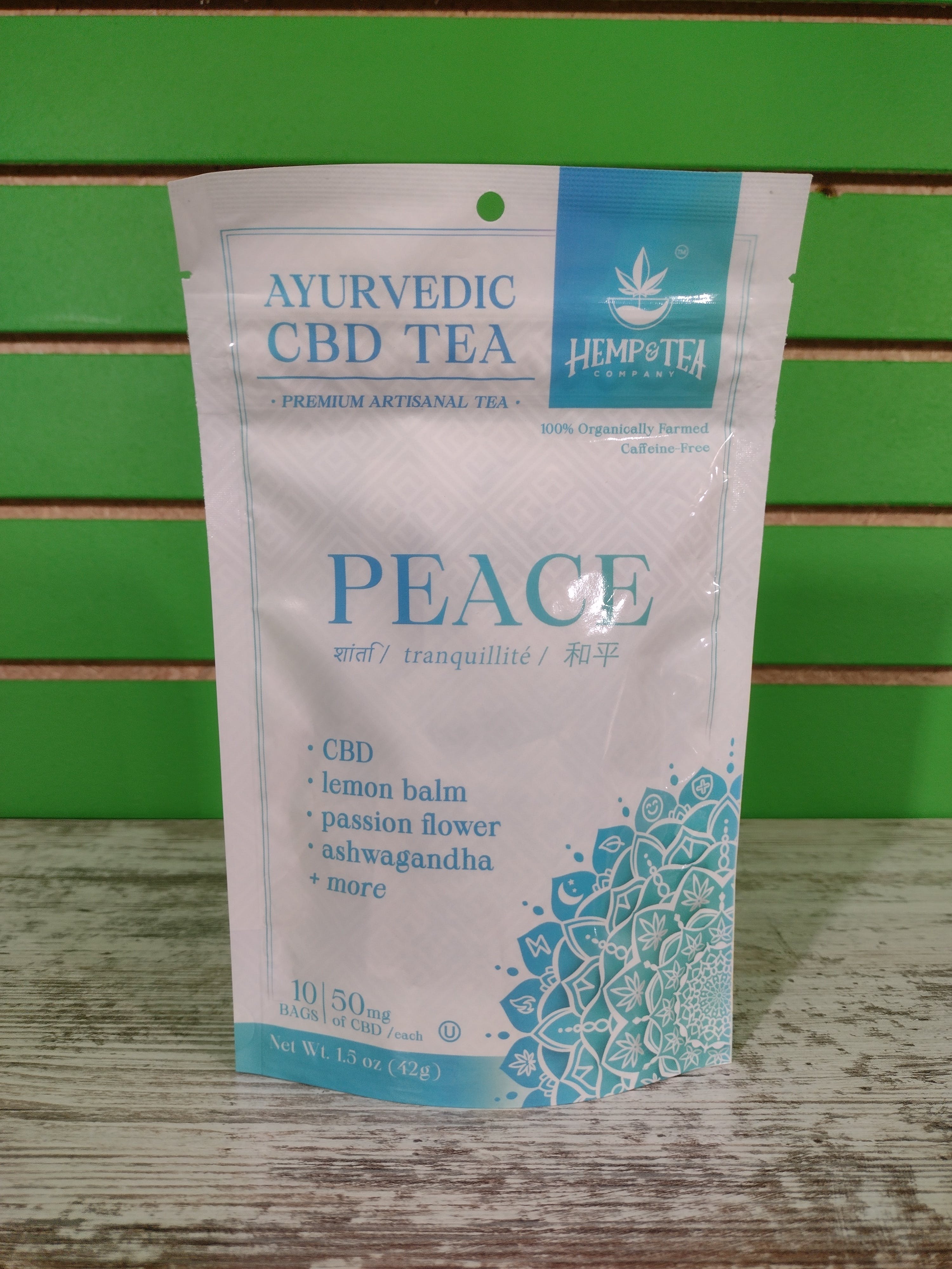 Photograph of product: Ayurvedic CBD Tea- PEACE/Hemp and Tea Company
