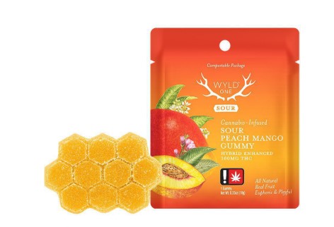 Photograph of product: 100mg Sour Peach Mango Gummy (H)