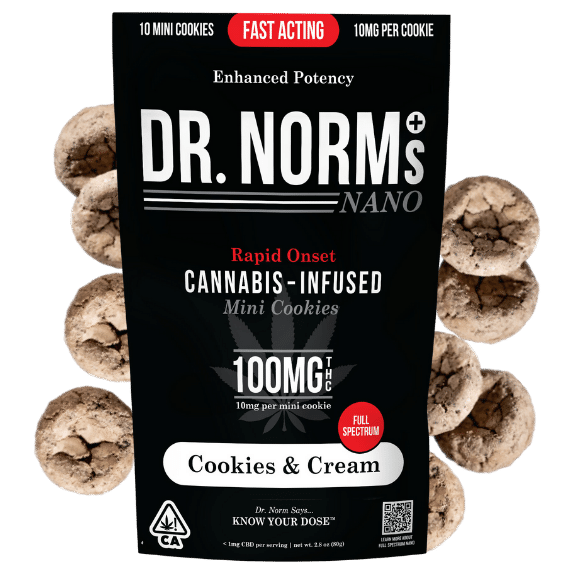 Photograph of product: Dr. Norm's | Cookies & Cream Mini Cookies | Fast Acting Nano | 10pk | 100mg