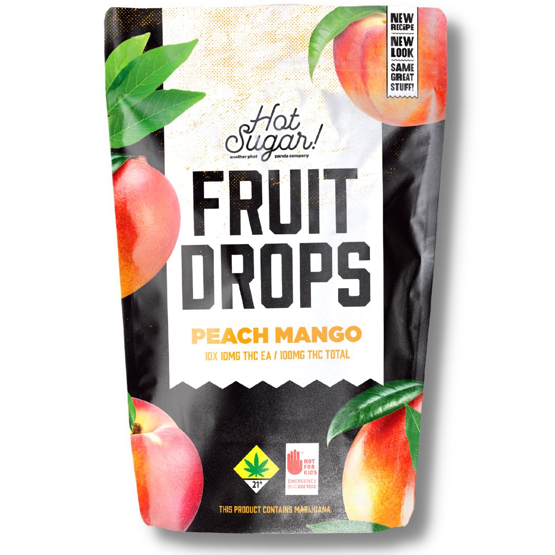 Photograph of product: CBD 1:1 Peach Mango 200mg Fruit Drop Edibles (Hot Sugar)