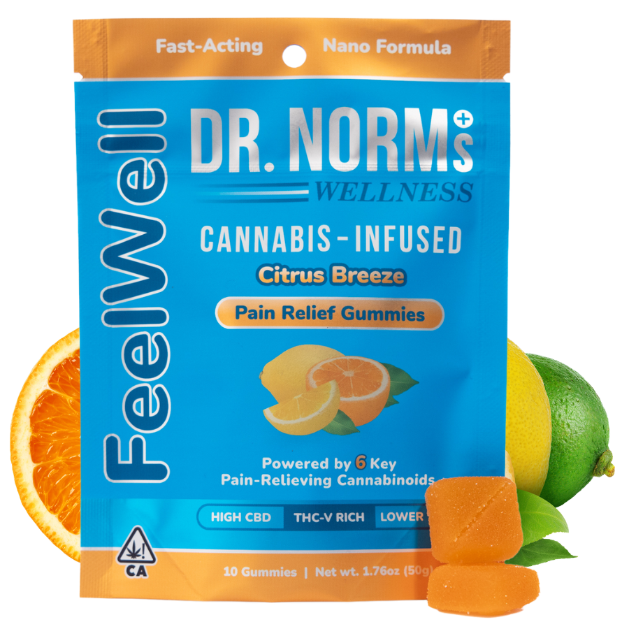 Photograph of product: Dr. Norm's - 100mg - 10ct FeelWell Gummies - Citrus Breeze