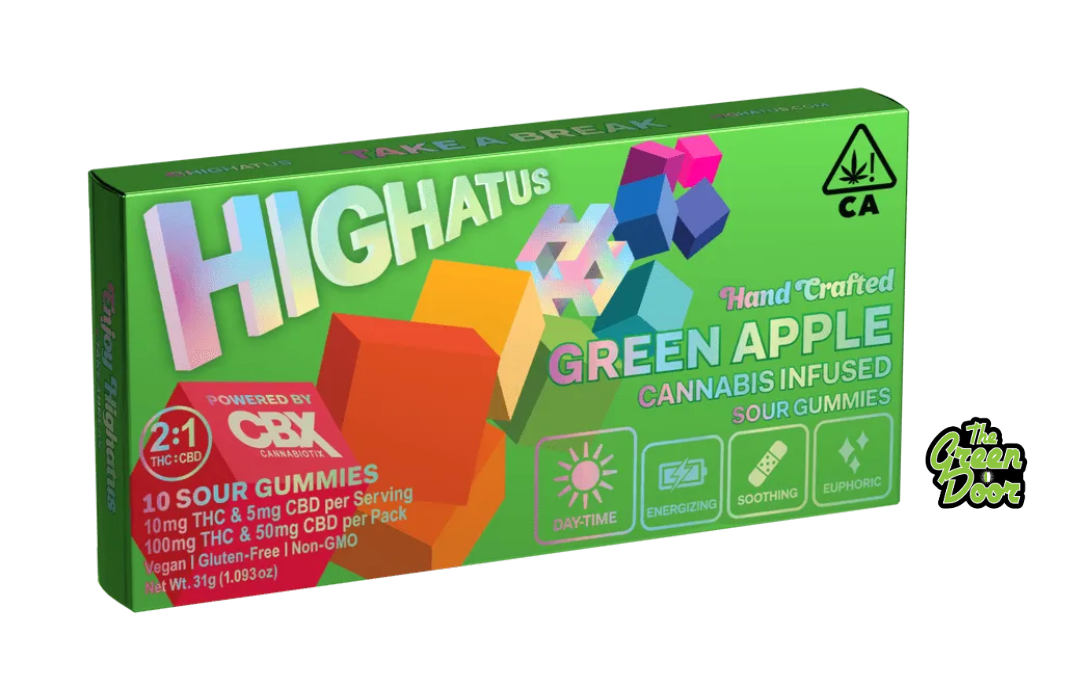 Photograph of product: HIGHATUS - Green Apple CBD Sour Gummies - 10PK - 100MG