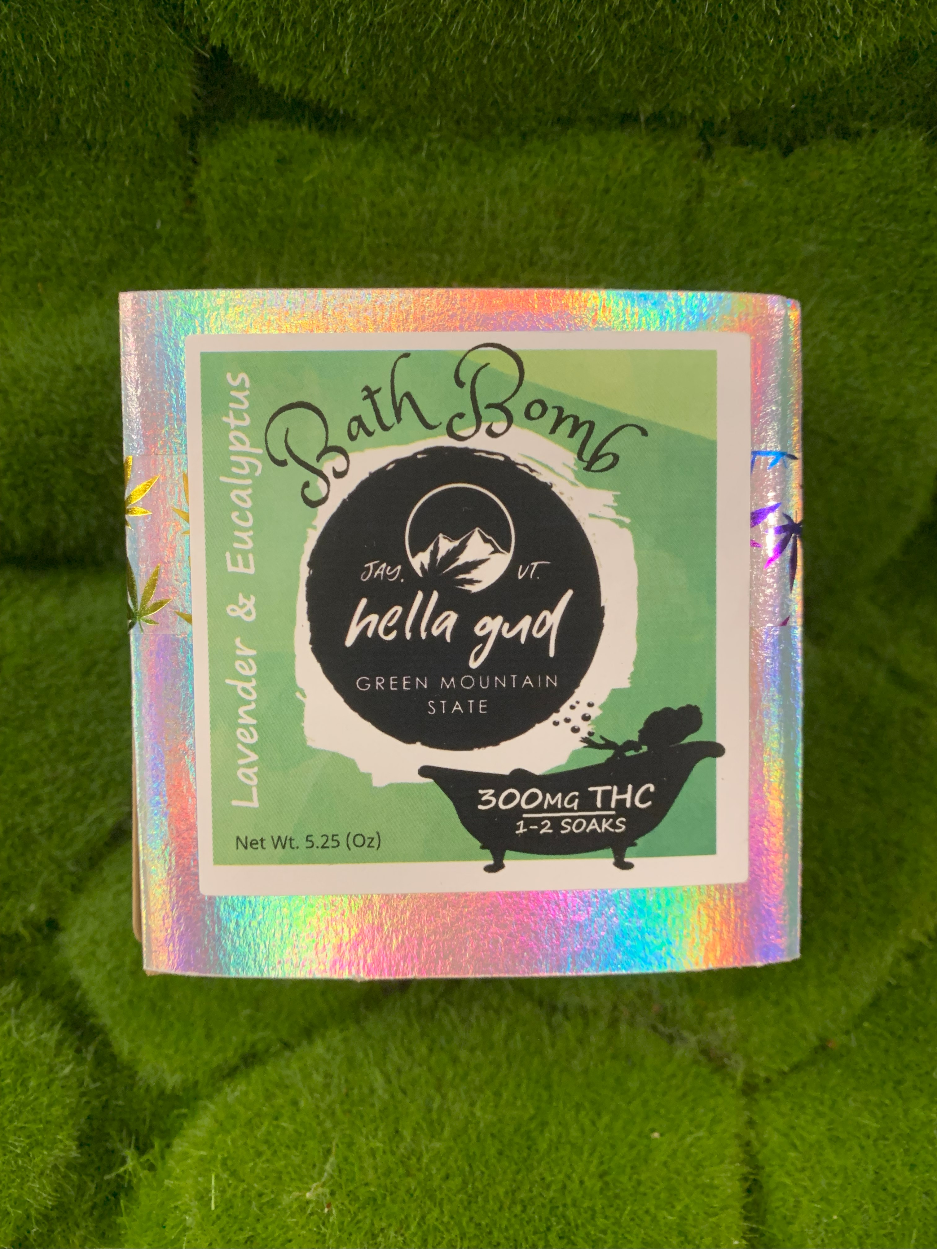 Photograph of product: 300mg Bath Bomb | Lavender & Eucalyptus | Hella Gud