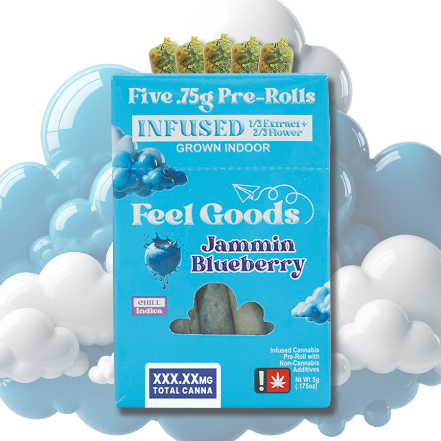 Photograph of Product: 5pk Jammin Blueberry - Infused Prerolls - Feel Goods