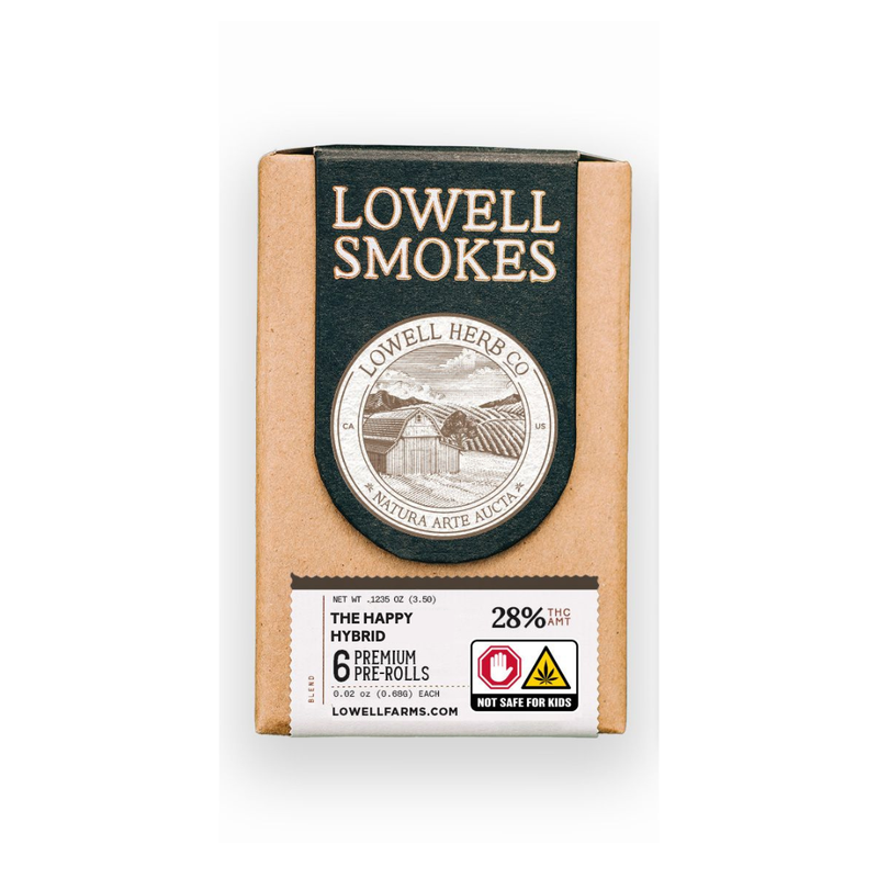 Photograph of product: Lowell Pre-Roll Pack 6pk/3.5g- The Happy Hybrid