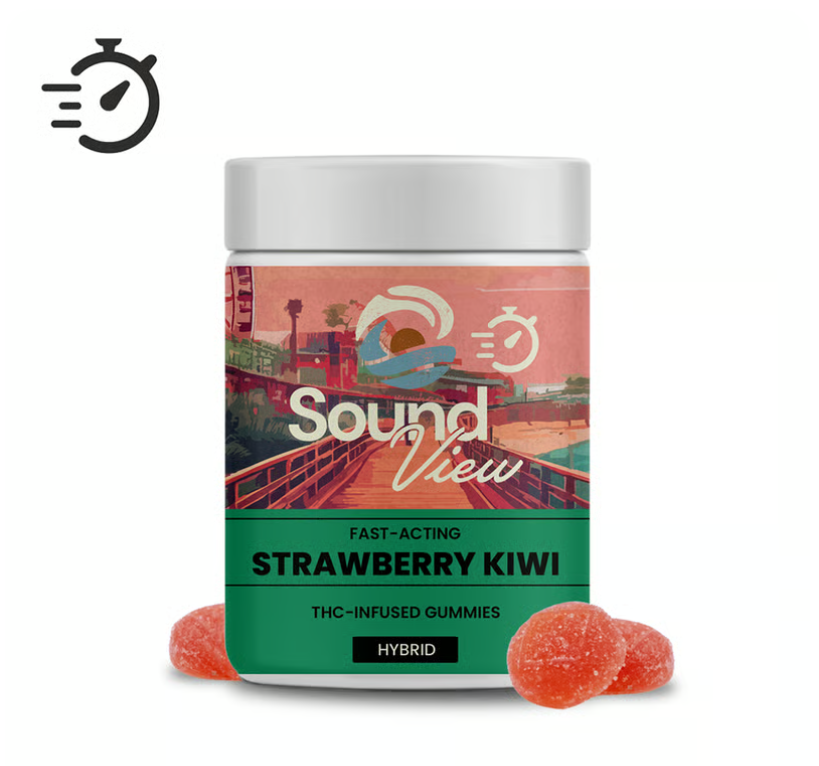 Photograph of product: SoundView Fast-Acting Strawberry Kiwi Gummies T99.6mg H 00101