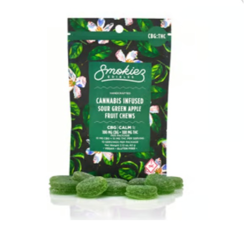 Photograph of product: Sour Green Apple Fruit Chews 1:1 (TH-oui, CBG) 10Pk - Hybrid (GF)(V)