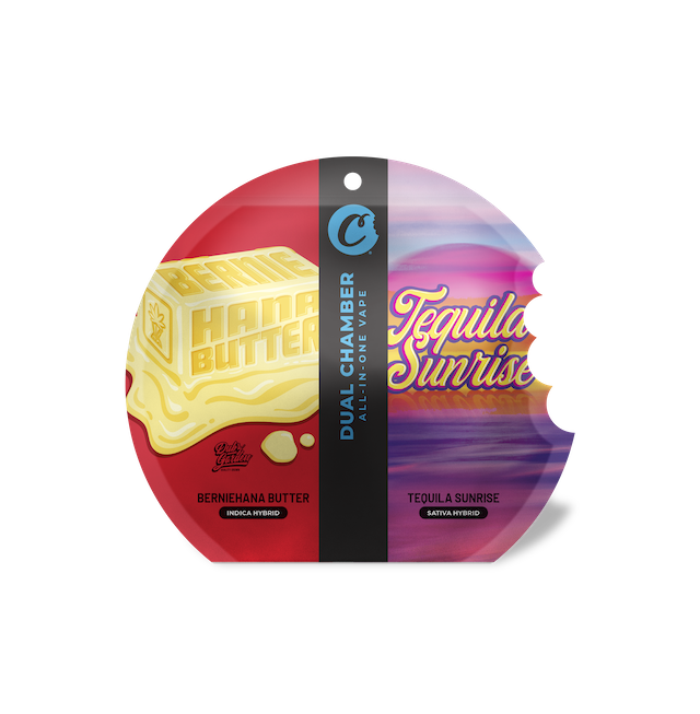 Photograph of product: COOKIES - 3-IN-1 - DISPOSABLE DISTILLATE - 1G - BERNIEHANA BUTTER / TEQUILA SUNRISE - HYBRID