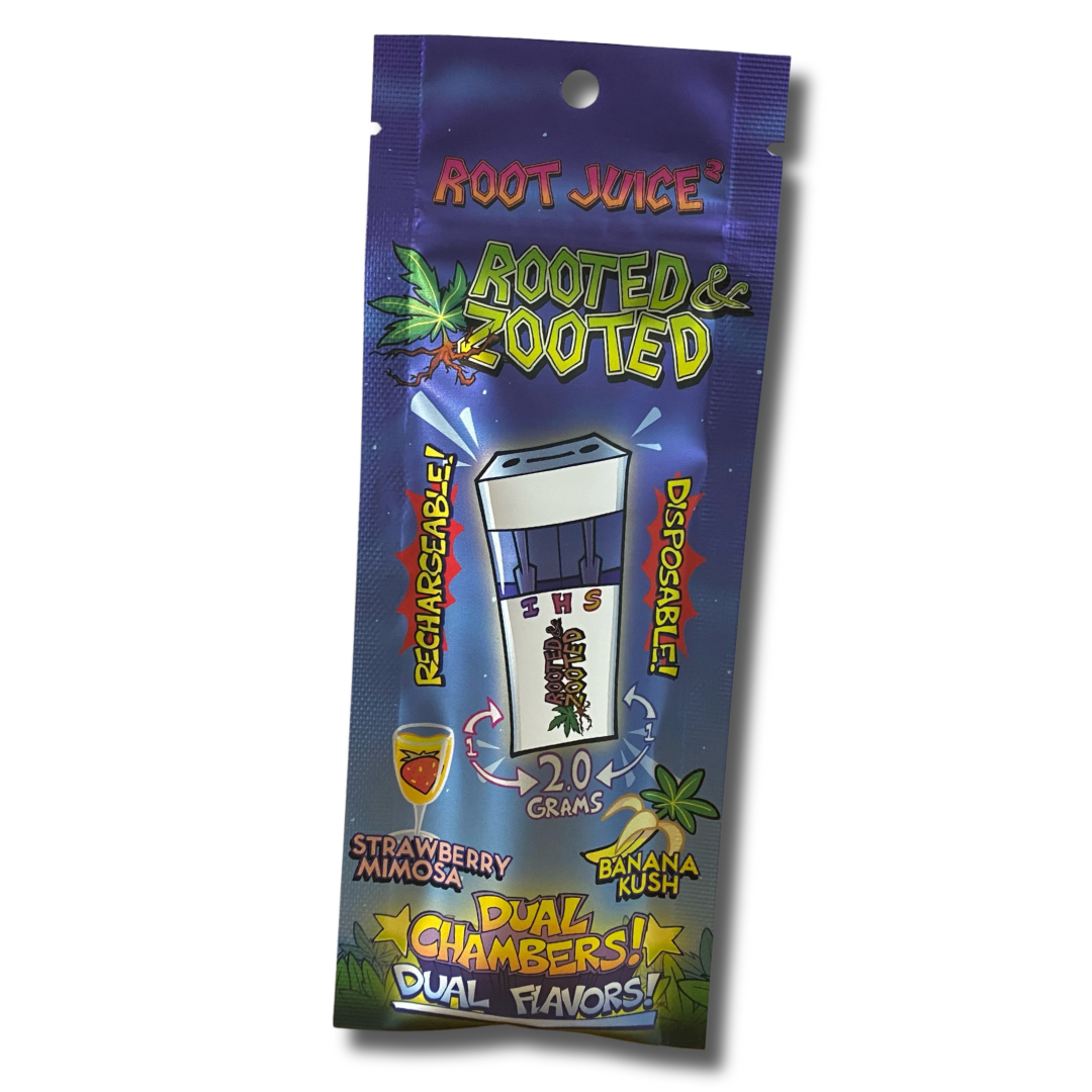 Photograph of product: Rooted and Zooted 1G Distillate Disposable Vape Strawberry Mimosa