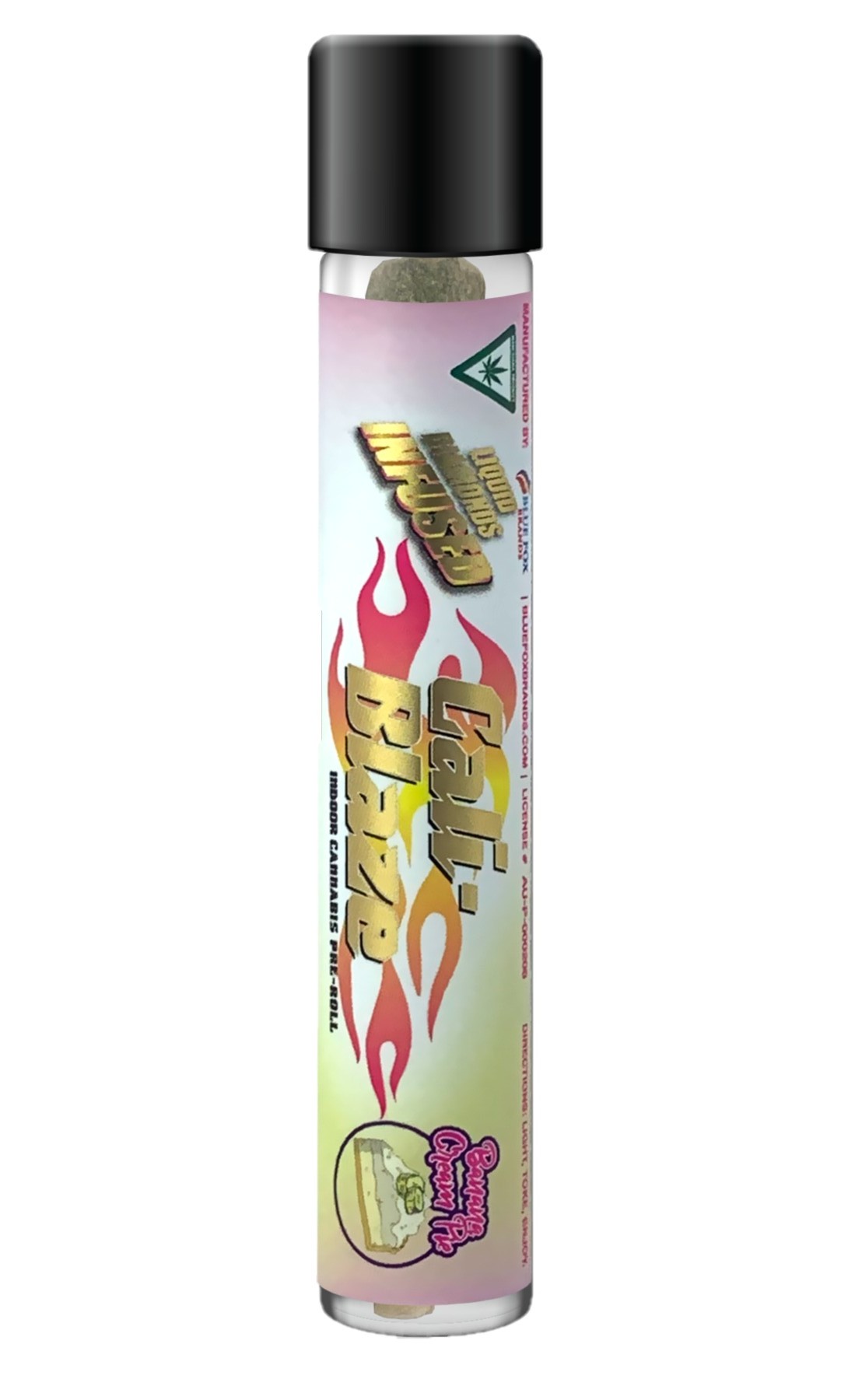 Photograph of product: Cali-Blaze Banana Cream Pie Infused Preroll Rec