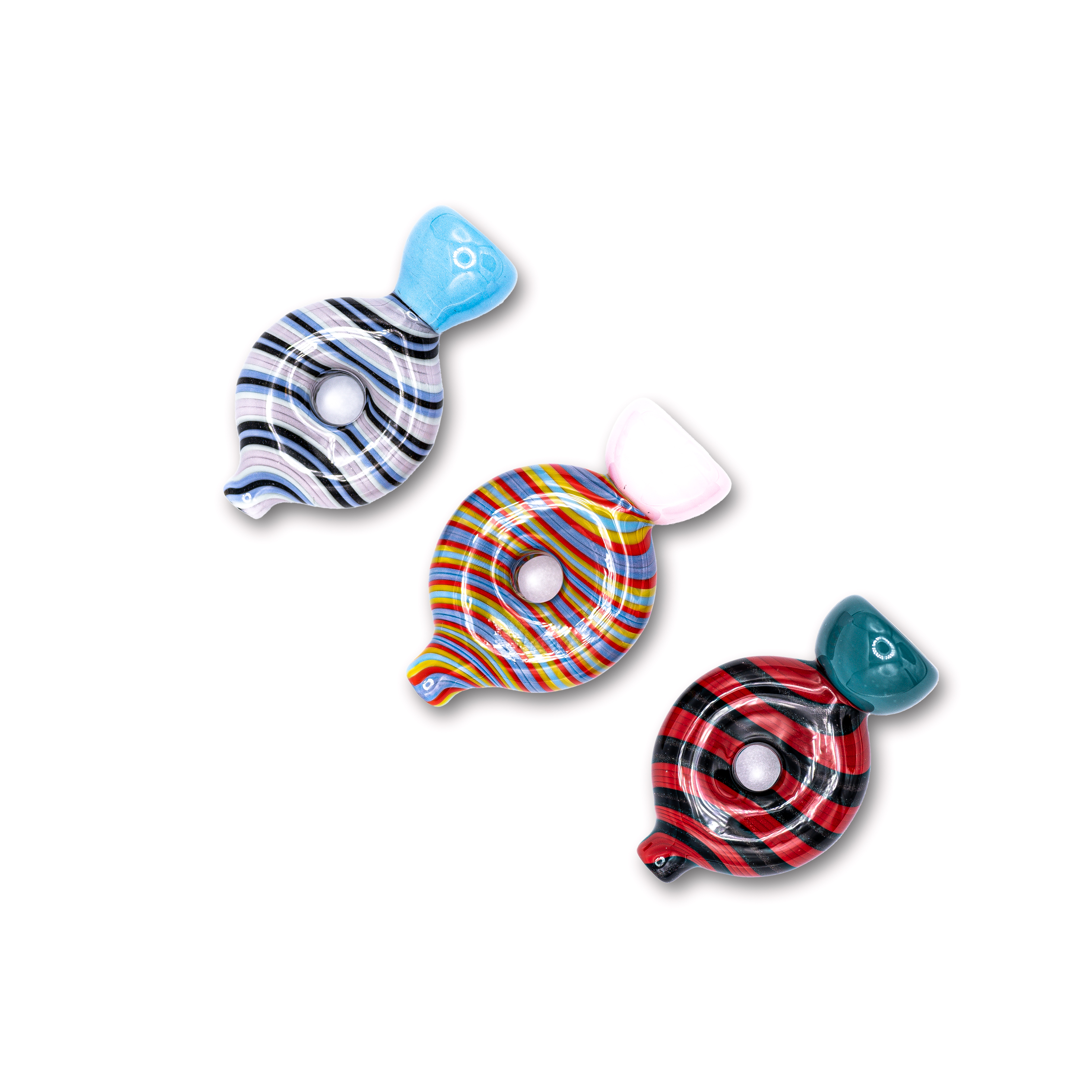 Photograph of product: Witch Dr: Lined Donut Chillum by Mays Glass (MULTI-COLOR)