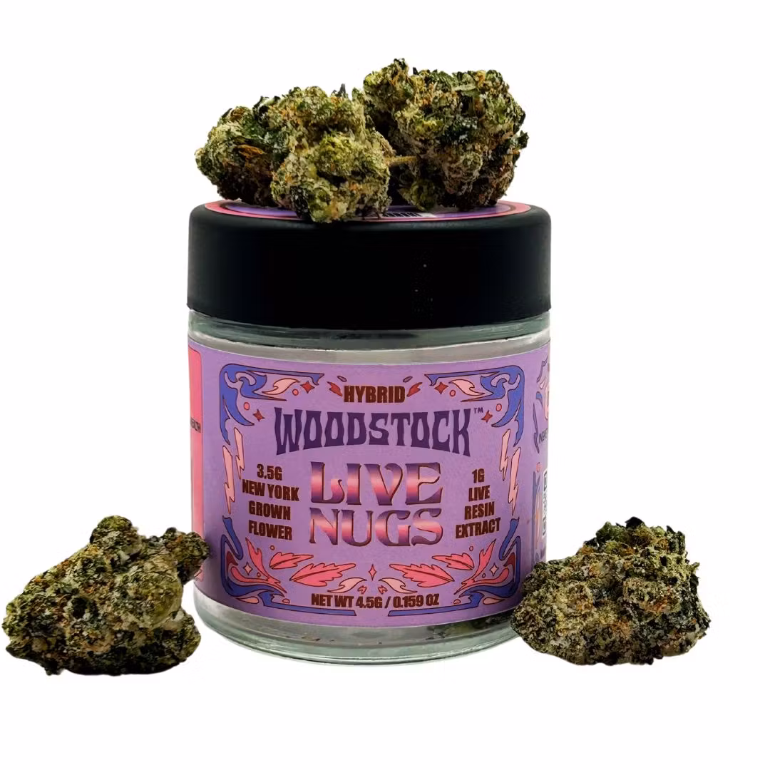Photograph of product: Woodstock - Live Nugs - Lemon MacMelon x Georgia Pie - Live Resin Infused Flower - 4.5g