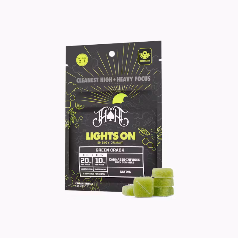 Photograph of product: Heavy Hitters | Lights On - Green Crack Gummies 5pk, 100mg