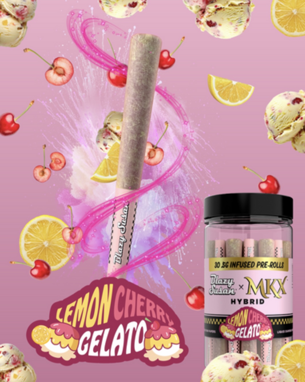 Photograph of product: Blazy Susan x MKX - Lemon Cherry Gelato 30pk Liquid Diamond PR