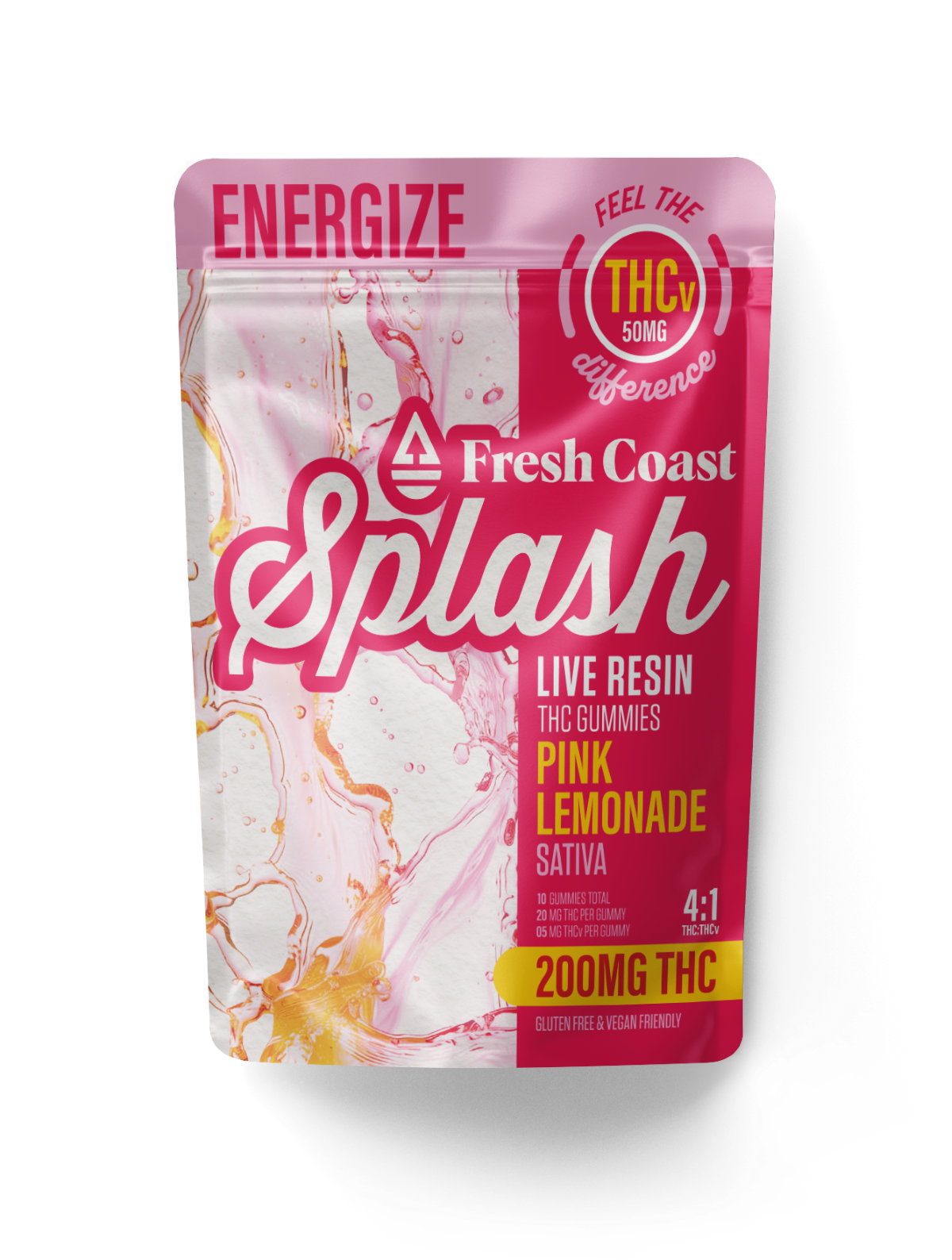 Photograph of product: FRESH COAST SPLASH - PINK LEMONADE 4:1 TH-oui/TH-ouiV  - LIVE RESIN GUMMIES - 200MG