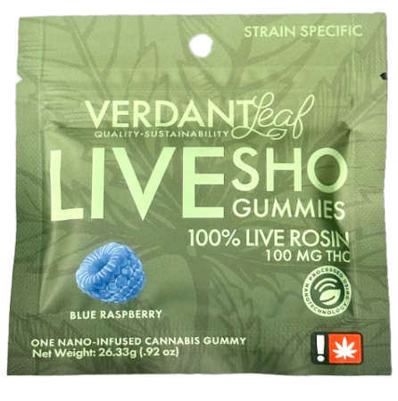 Photograph of product: Blue Raspberry Live SHO Gummy 100mg (Verdant Leaf)
