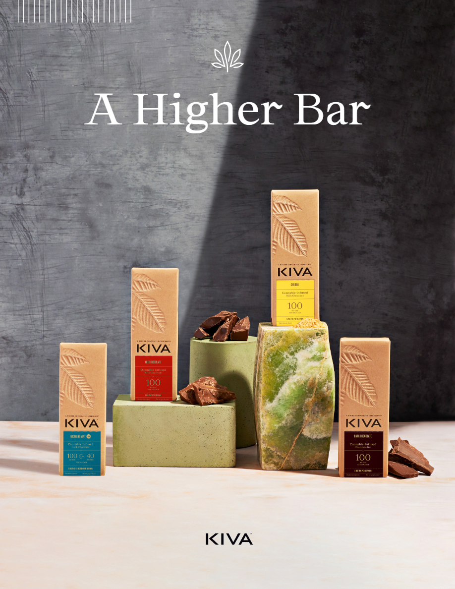 Photograph of product: KIVA | Dark Chocolate Midnight Mint Bar CBN 5:2 | 100MG