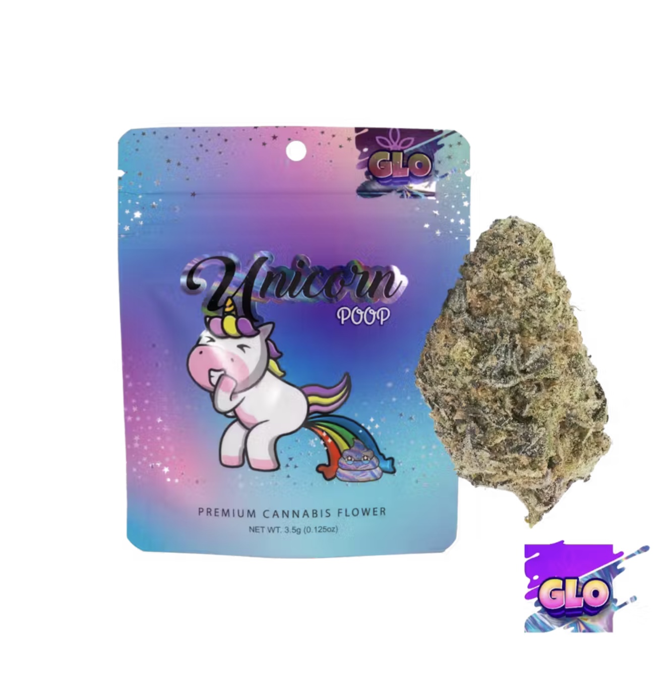 Photograph of product: GLO: Unicorn Poop 3.5G Prepackaged Flower