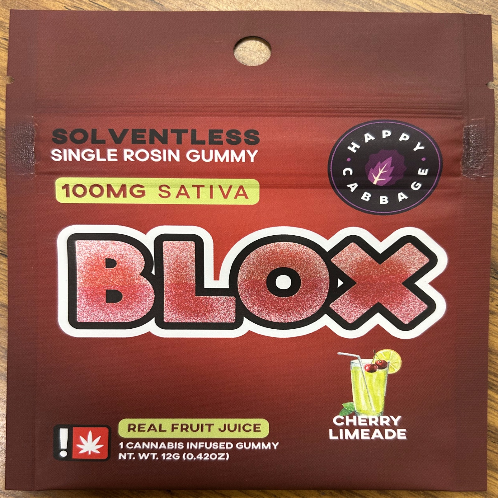 Photograph of product: Happy Cabbage - Cherry Limeade Gummy Single 100MG
