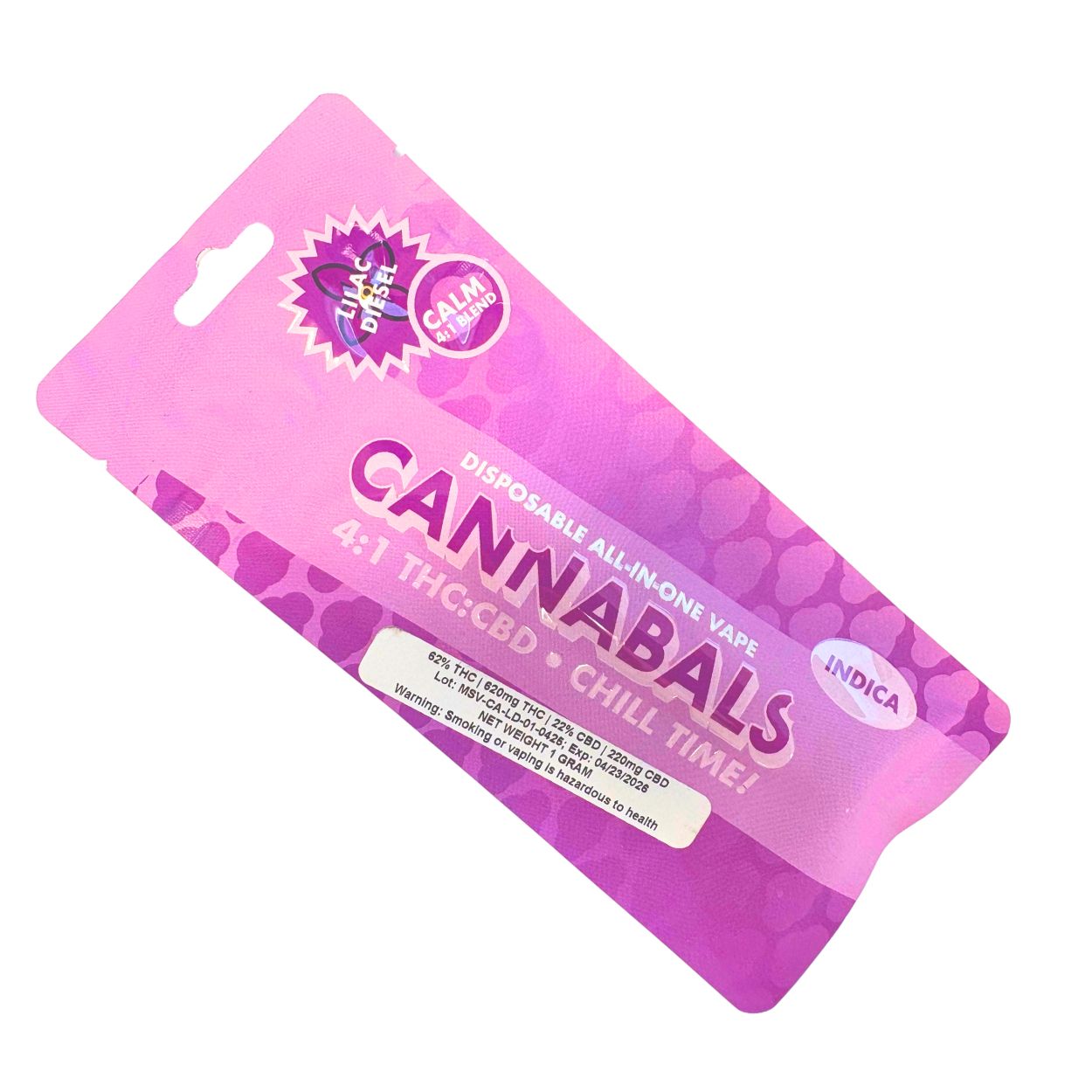 Photograph of Product: Cannabals Mood State Vape All In One - Lilac Diesel "Chill Time" 4:1 THC:CBD