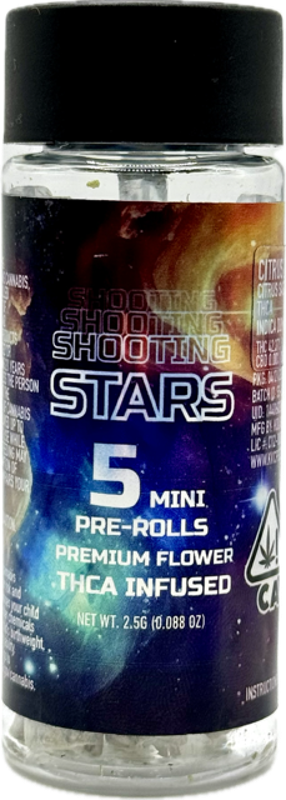 Photograph of product: Lemon Honey Punch 2.5g 5 Pack TH-ouia Infused Mini Pre-Rolls - Shooting Stars