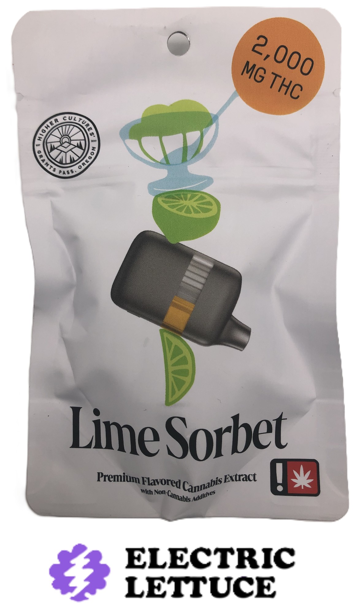 Photograph of product: Higher Cultures Lime Sorbet Flavored AIO 2.5g