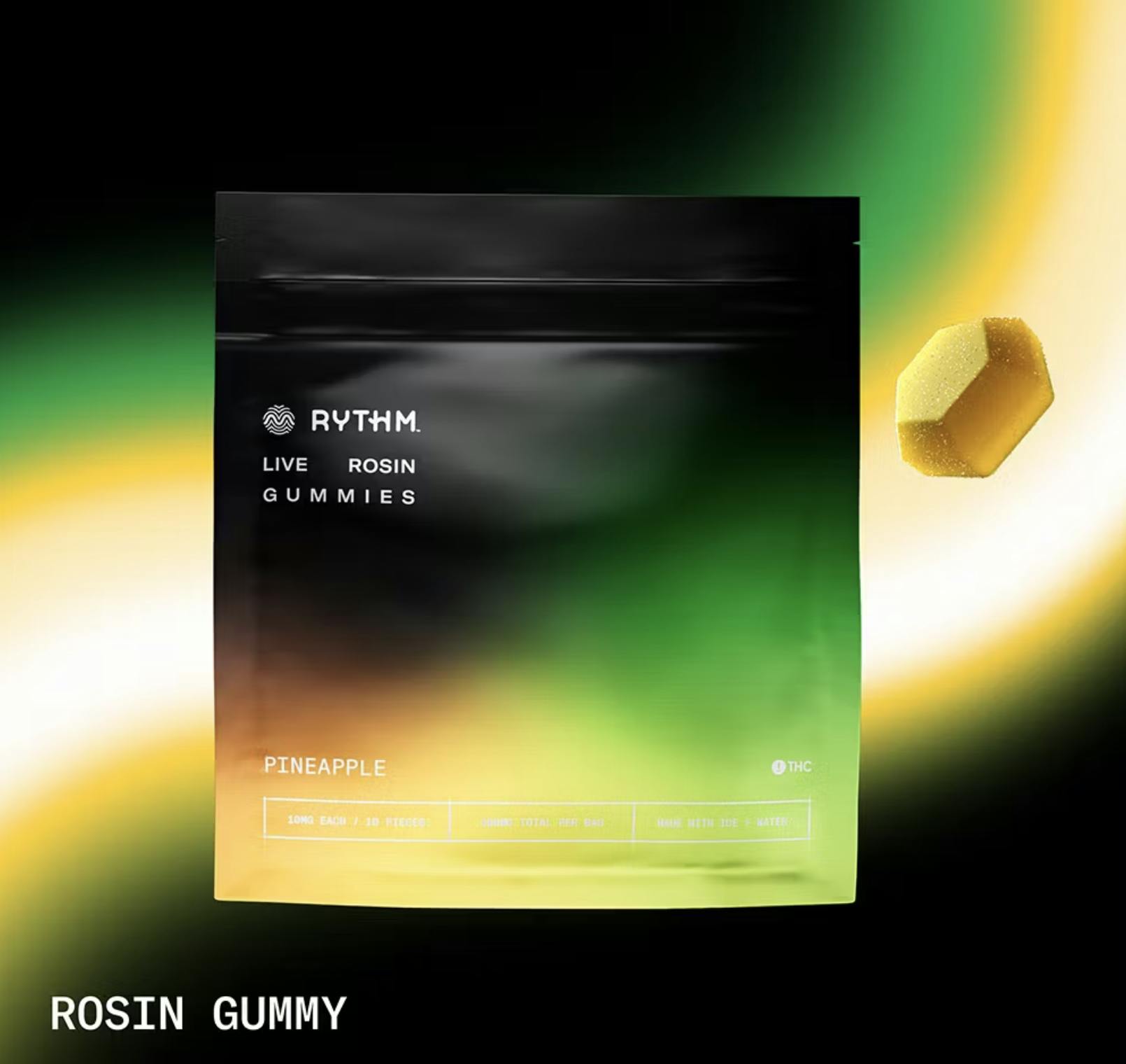 Photograph of product: Rythm - Solventless Gummy - 100mg - Pineapple