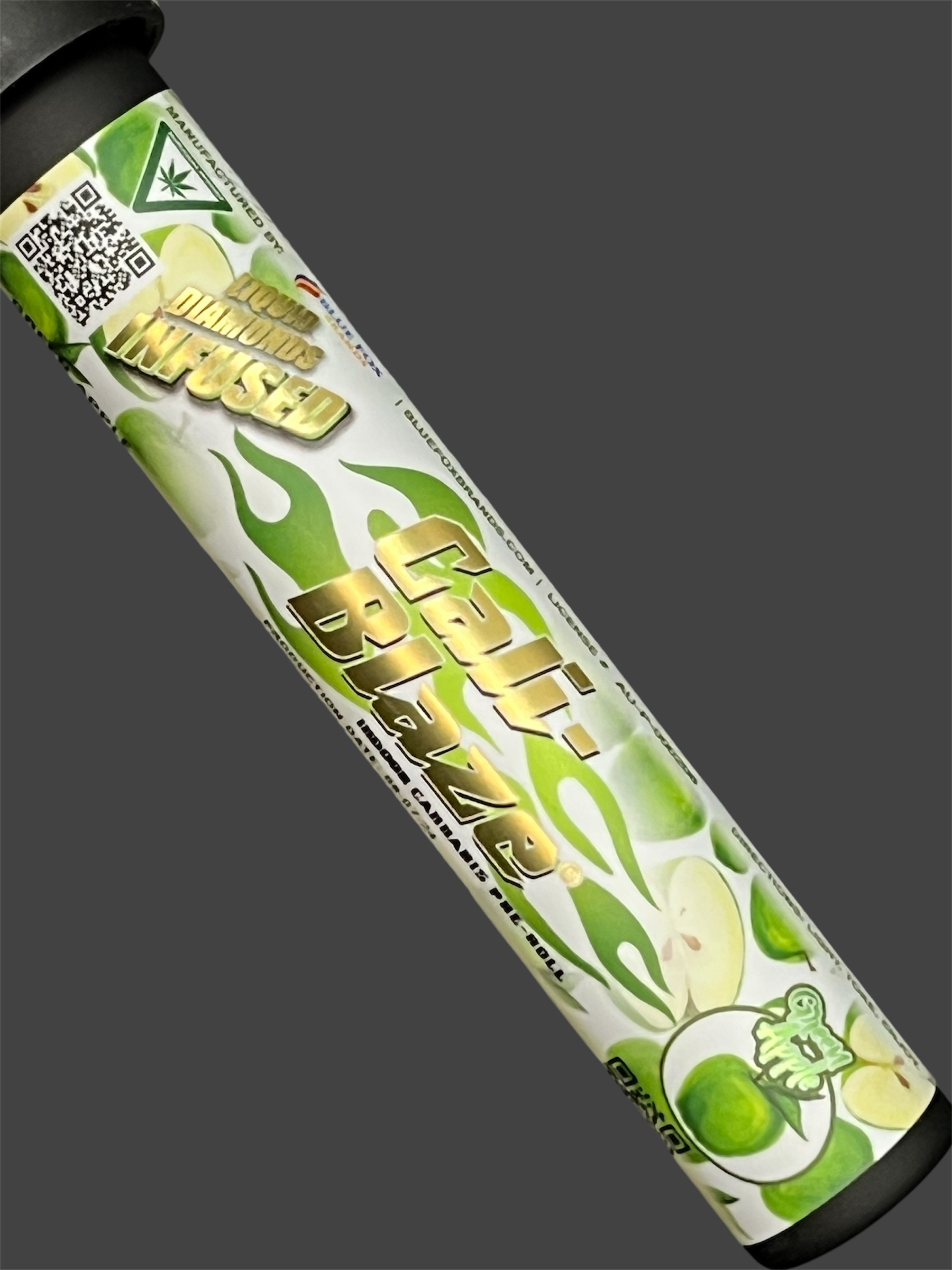 Photograph of product: CALI-BLAZE | GREEN APPLE | LIQUID DIAMOND INFUSED PREROLL