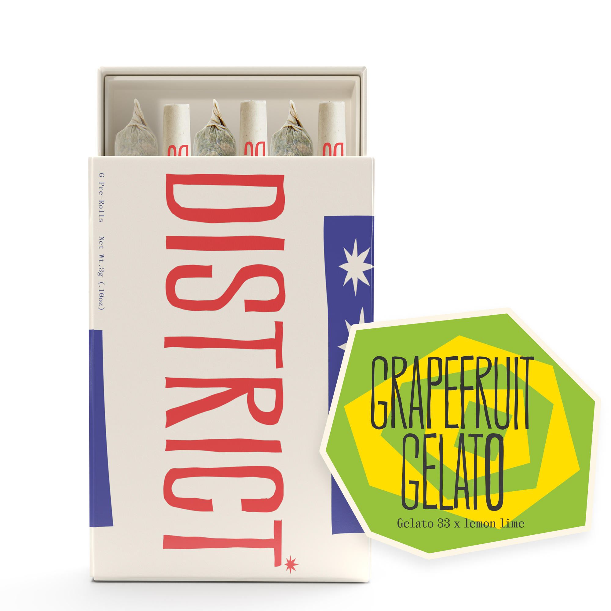Photograph of product: Grapefruit Gelato Pre-rolls 0.5g 6pk | 3g