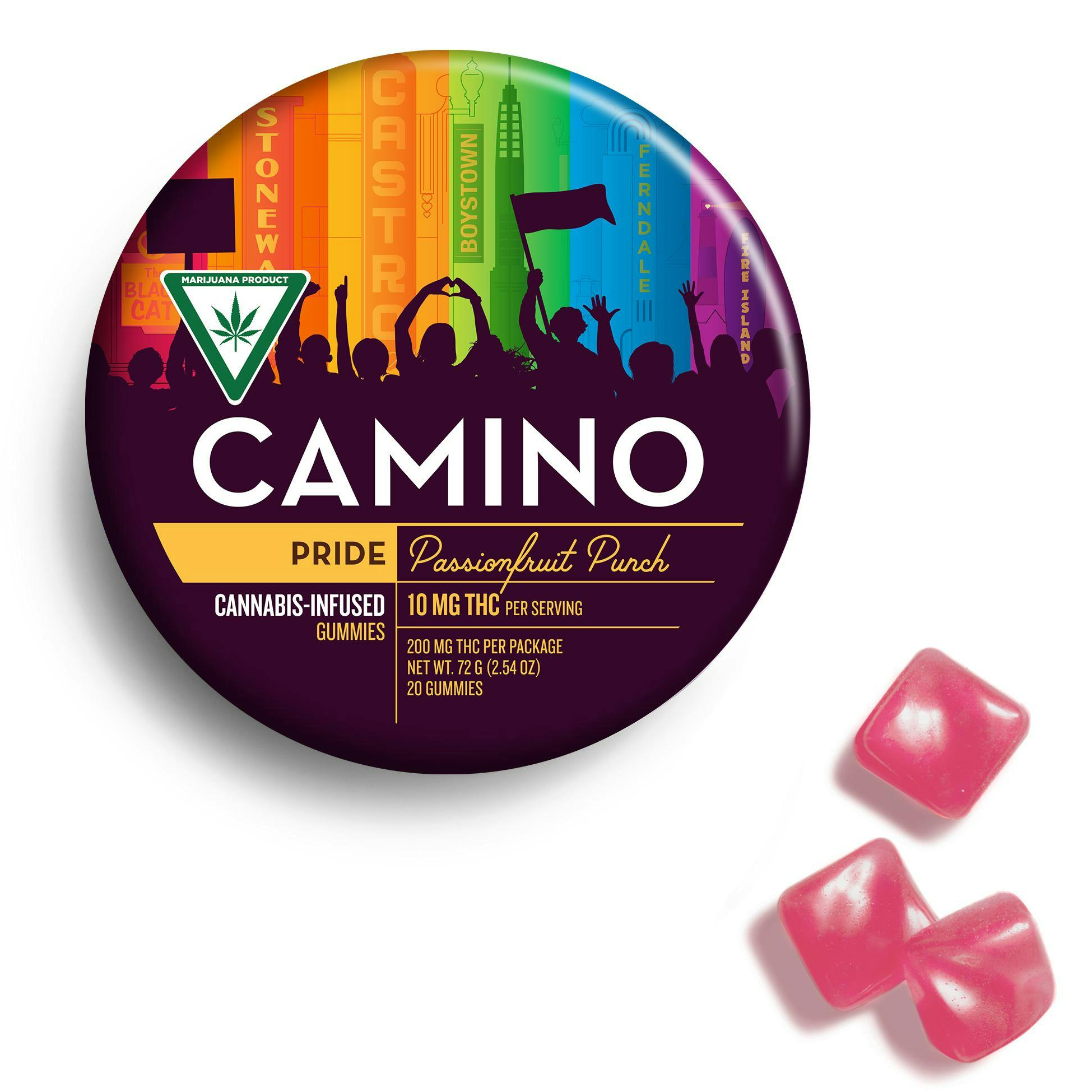 Photograph of product: Camino Passionfruit Punch Pride Gummies 200mg Rec
